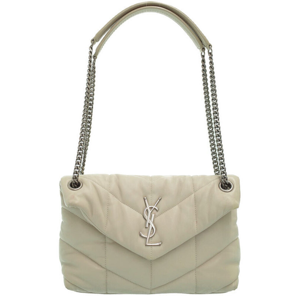 Saint Laurent Loulou Puffer shoulder bag Cream White soft nappa leather